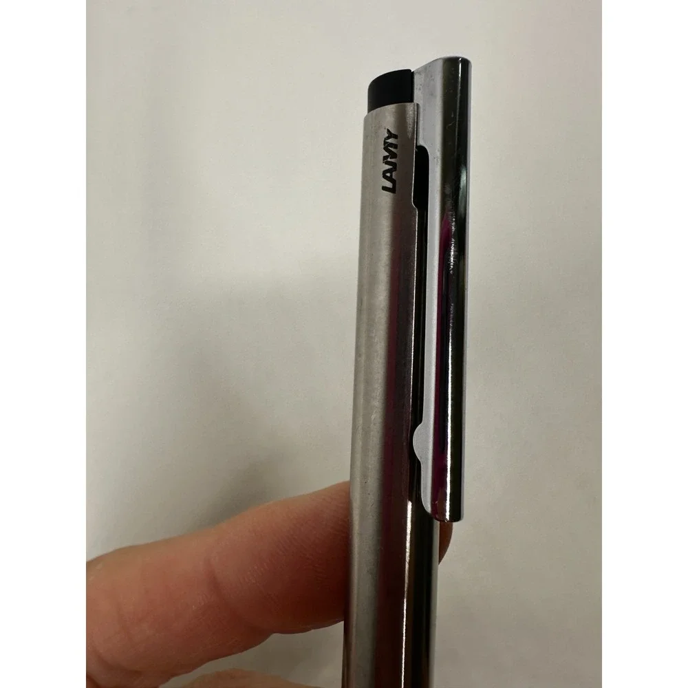 Lamy Pen Ball Point Blue Ink Silver Tone Black Panasonic Logo